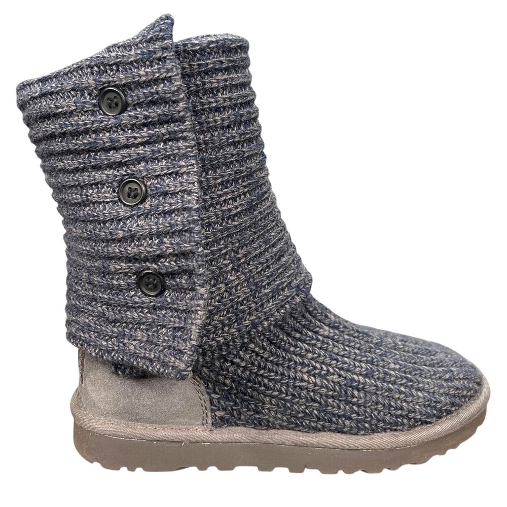 UGG Women’s Cardy Blue Knit Pull On Knit Winter Boots Size 7